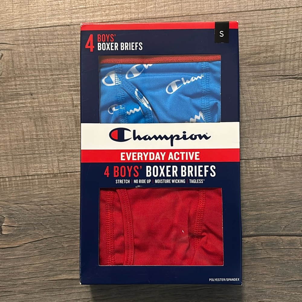 CHAMPION Boys 4 pack everyday active boxer briefs S
